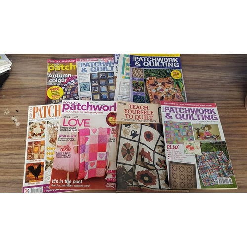 326 - Collection of Puzzles, Fabric Storage Boxes and Quantity of Patchwork Magazines