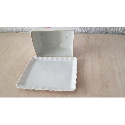 330 - Large Porcelain Floral Pattern Cheese Holder (Approx 18 x 10cm)