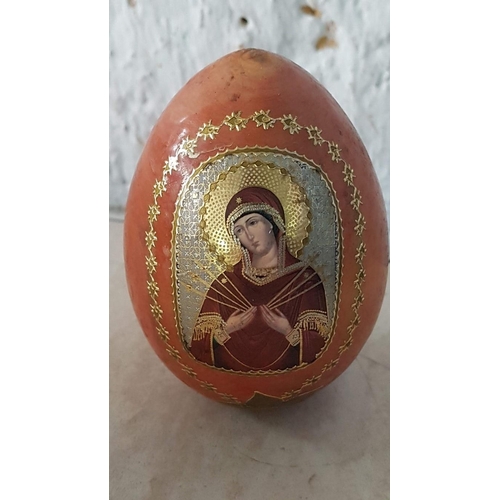 334 - Collection of 3 x Hand Made Wooden Decorative Eggs and One Other (Ceramic)