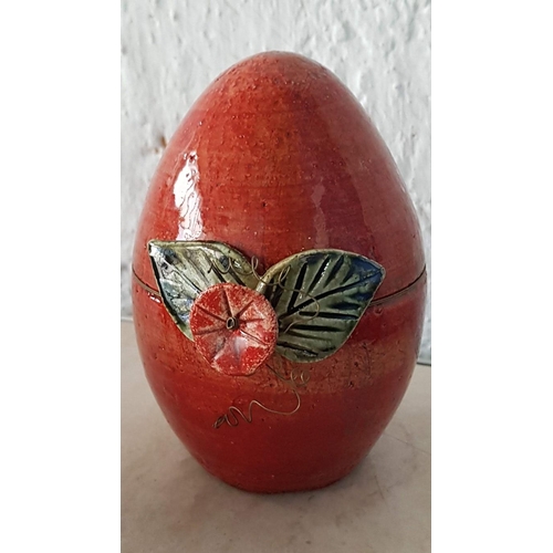 334 - Collection of 3 x Hand Made Wooden Decorative Eggs and One Other (Ceramic)