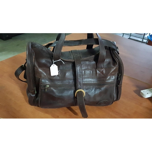 341 - Large Brown Leather Travel Bag