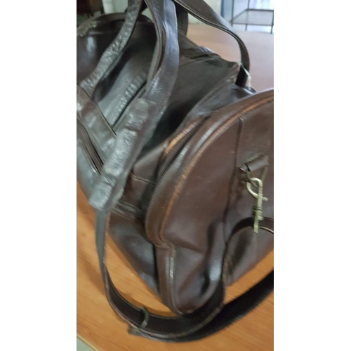 341 - Large Brown Leather Travel Bag