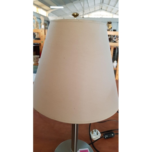 343 - Modern Table Lamp Chrome Lamp Base and Classic Beige Lamp Shade (H:54cm) (Un-Tested)