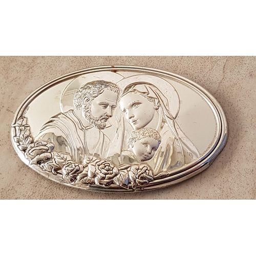 350 - Holy Family Silver Plaque / Decor (Oval 9 x cm)