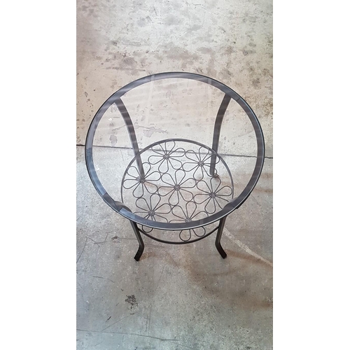 385 - Round Metal Side Table with Glass Top (Ø48.5cm x H:62cm)