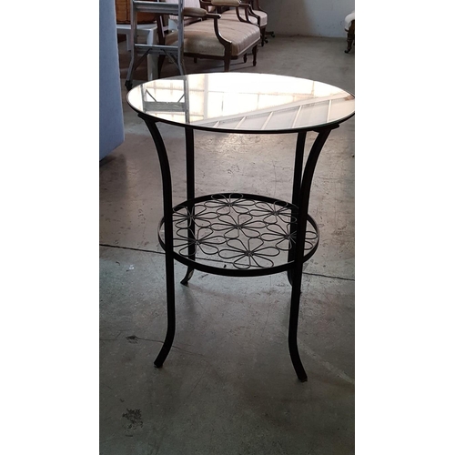 385 - Round Metal Side Table with Glass Top (Ø48.5cm x H:62cm)