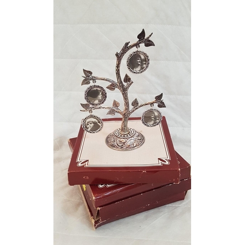 460 - 4 x Silver Plated Photo Holders Hanging on Tree