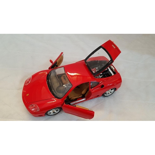 462 - 2 x Die Cast Ferrari Models, Burago Scale 1:18, Made in Italy