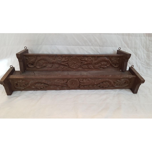 466 - 2 x Cyprus Canvas Wooden Wall Handing Plate Display Shelves (71cm and 61cm)