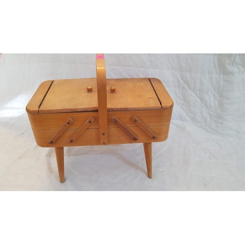 474 - Wooden Cantilever Sewing Bo with Collection of Cotton Reels