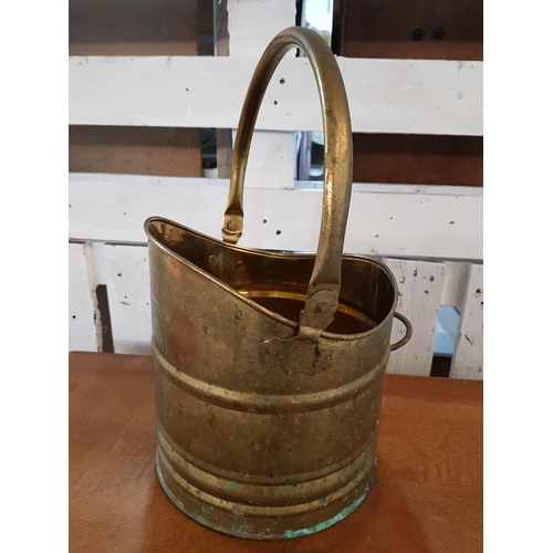 586 - Vintage Style Brass Coal Basket (H:26 x Ø22.5cm)