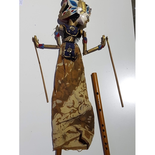 589 - Asian Wooden Puppet (Asian/Oriental Large Marionette Stick Puppet With Double Head )