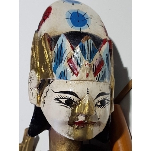 589 - Asian Wooden Puppet (Asian/Oriental Large Marionette Stick Puppet With Double Head )