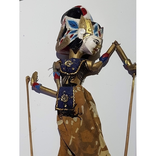 589 - Asian Wooden Puppet (Asian/Oriental Large Marionette Stick Puppet With Double Head )