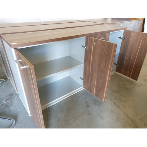 66 - Office Sideboard / Double Cupboard in Walnut Effect with Light Grey End Panels, Adjustable Height Sh... 