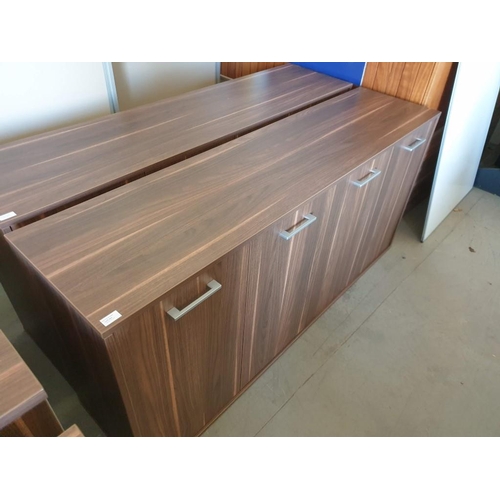 69 - Office Sideboard / Double Cupboard in Walnut Effect with Adjustable Height Internal Shelves (175cm x... 