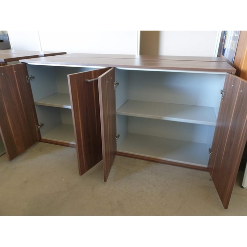 69 - Office Sideboard / Double Cupboard in Walnut Effect with Adjustable Height Internal Shelves (175cm x... 