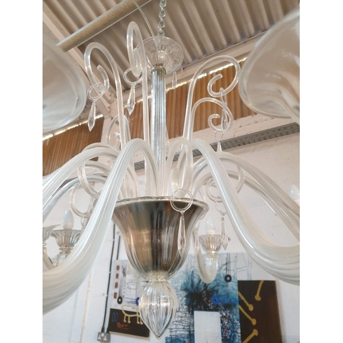 167 - 12-Arm Glass Chandelier with Hanging Crystals (Overall Diameter Approx 105cm) (A/F One Arm is Broken... 