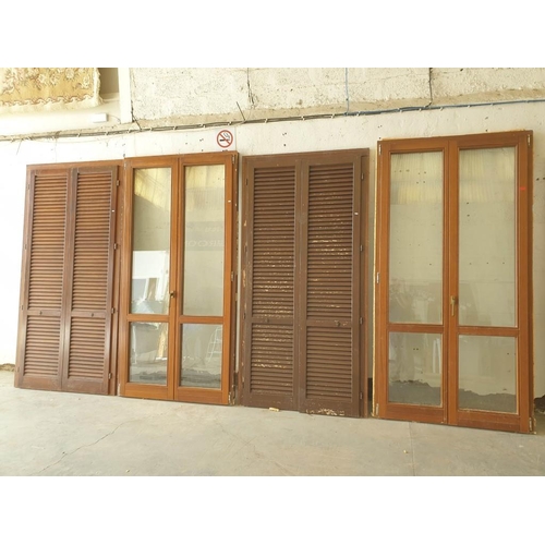 503 - 2 x Sets of Solid Wood, Double Opening Patio Doors with 2 - Panel Seal Unit Double Glazed Windows, i... 