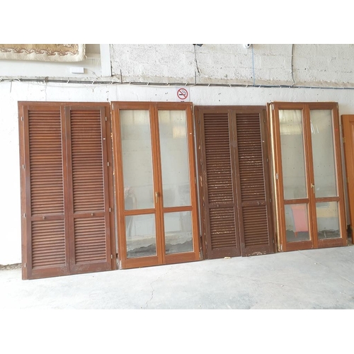 504 - 2 x Sets of Solid Wood, Double Opening Patio Doors with 2 - Panel Seal Unit Double Glazed Windows, i... 