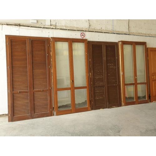 505 - 2 x Sets of Solid Wood, Double Opening Patio Doors with 2 - Panel Seal Unit Double Glazed Windows, i... 