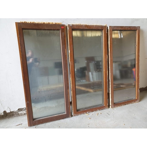 508B - 3 x Solid Wood Windows with Sealed Unit Double Glazing (Two with Reflective Film) (A/F Some Beading ... 