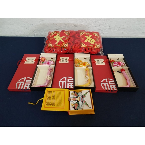 837 - 3 x Chinese Knots Traditional Chinese Folk Art       (Single Length of Rope or Cord Tied and Weave i... 