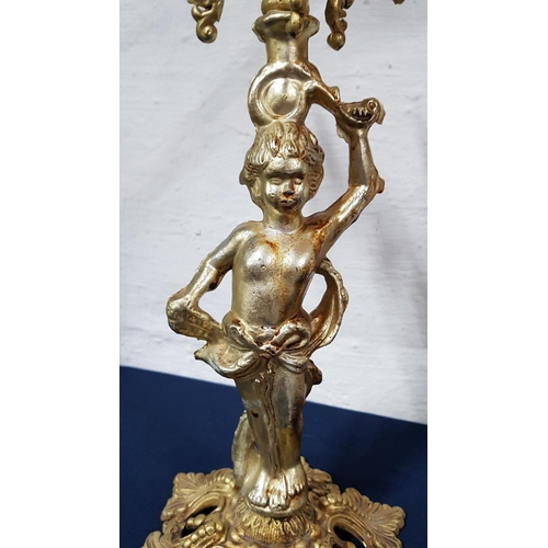 118 - Vintage Style / Brass Effect Table Lamp Base (H:50cm) (A/F)