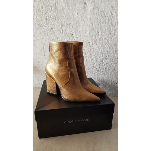 176 - Pair of Kendall & Kylie Gold Colour Boots Size 38/9