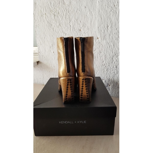 176 - Pair of Kendall & Kylie Gold Colour Boots Size 38/9