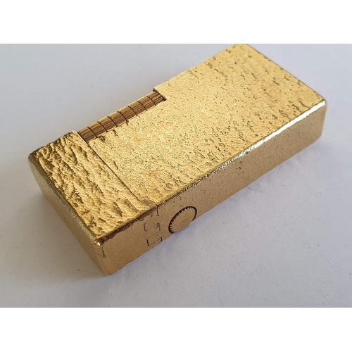 34 - Vintage Dunhill Gold Plated Lighter with Bark Texture Finish (Made in England), Approx. 60 x 31 x 13... 