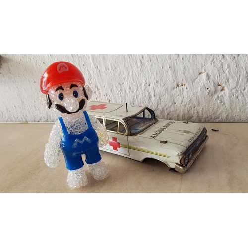 553 - Vintage Tin Toy Ambulance Made in Japan and Vintage Super Mario Light