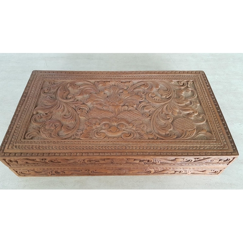 563 - Large Wooden Sculpted Jewellery Box (40 x 26 x 10cm)