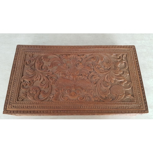 563 - Large Wooden Sculpted Jewellery Box (40 x 26 x 10cm)