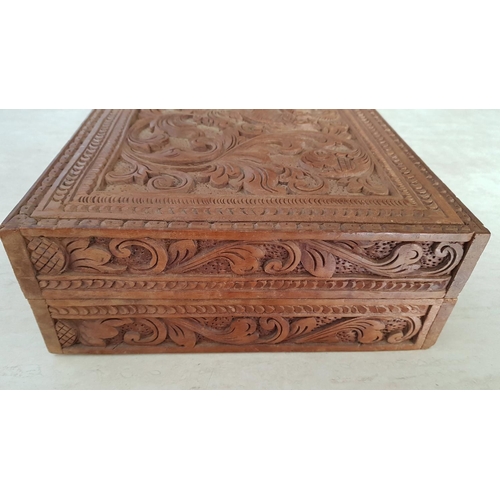 563 - Large Wooden Sculpted Jewellery Box (40 x 26 x 10cm)