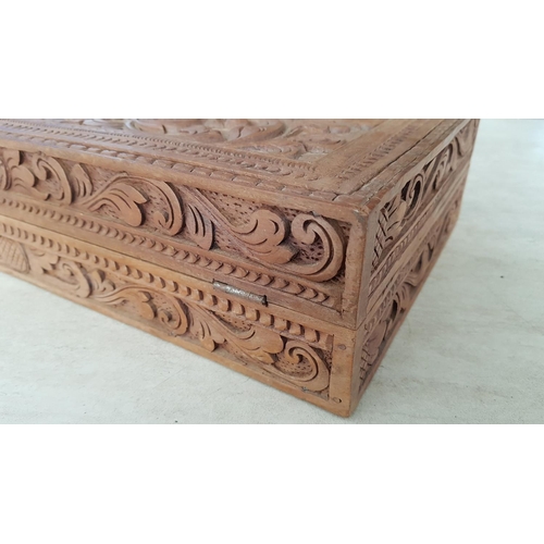 563 - Large Wooden Sculpted Jewellery Box (40 x 26 x 10cm)