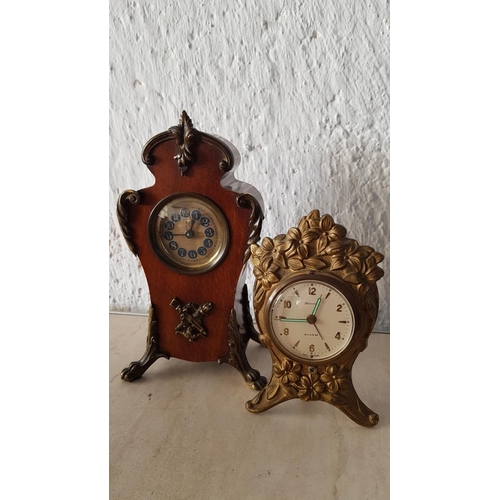 567 - Vintage Clocks Vintage Gilded Vase - Blessing W. Germany Boudoir Alarm Clock and Racollo Miniature M... 