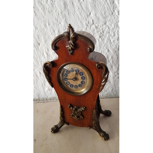 567 - Vintage Clocks Vintage Gilded Vase - Blessing W. Germany Boudoir Alarm Clock and Racollo Miniature M... 