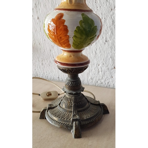 584 - Large Vintage Electric Lamp Base (Ceramic / Brass)