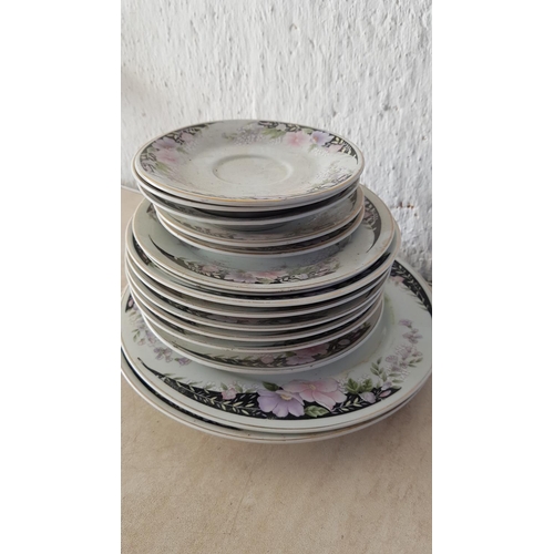 585 - Assorted Plates with Matching Floral Pattern