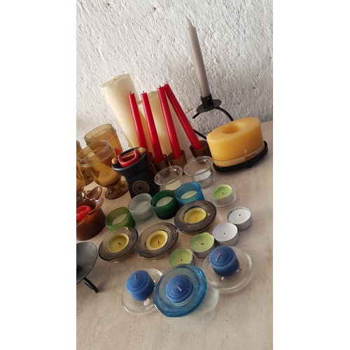 188 - Large Collection of Assorted Candle Holders and Candles