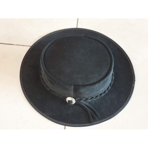 125 - Leather & Suede Stetson / Cowboy Hat by 'Winfield Cover Co, San Franccisco, USA', (Size M)