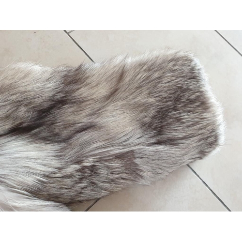 99 - Liska (Vienna) Feathered Platinum Fox Full Length Fur Coat (Size M-L)