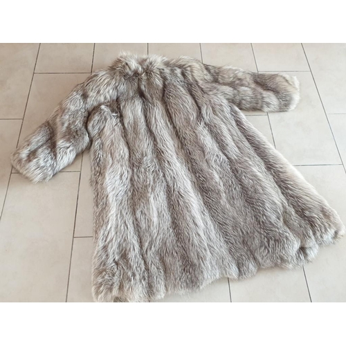 99 - Liska (Vienna) Feathered Platinum Fox Full Length Fur Coat (Size M-L)