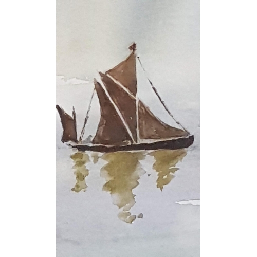 206 - Vintage Sail Boat Water Colour by Known Artist G. Nicholas