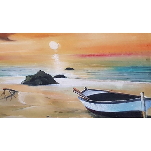 211 - Large Beach Sunset Picture Painting Acrylic on Canvas (Approx. 94 x 69cm)