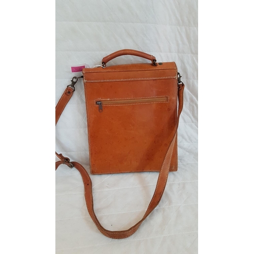 213 - Tan Real Leather / Hide Man Bag, Made in Greece