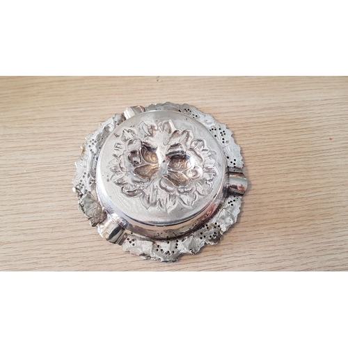 214 - Vintage Cypriot Solid Silver Hallmarked .830 Ashtray Floral Decoration, Total Weight 97.6grms