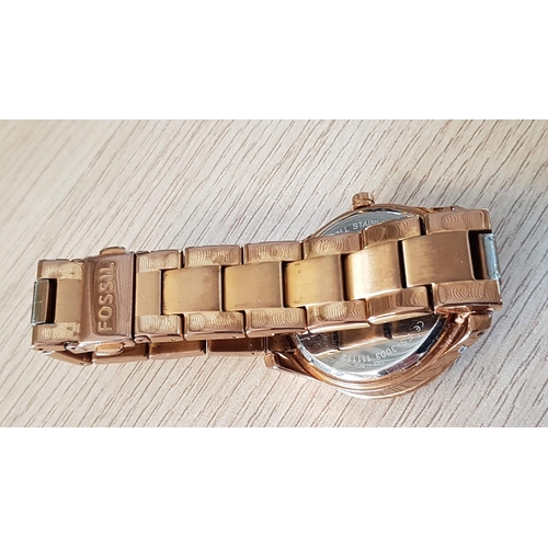 217 - Ladies Rose Gold Tone Fossil Watch *Working when Lotted*