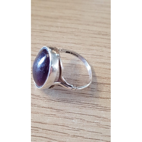 221 - .925 Hallmarked Solid Silver (Sterling) Ladies Ring / Oval Amethyst Stone, Total Weight 4.6grms